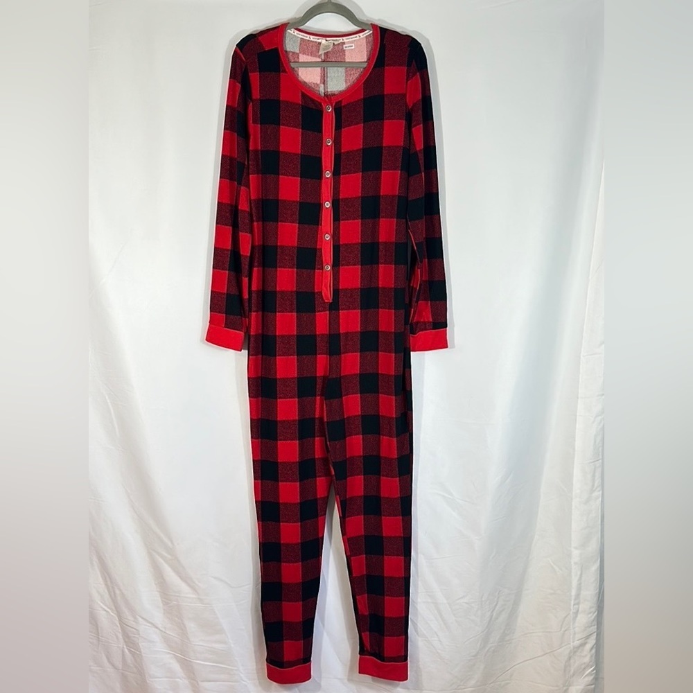 Lucky Brand Red & Black Plaid Onesie Pajamas